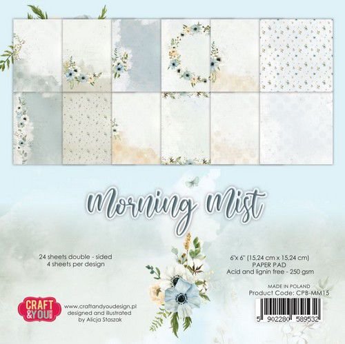 Craft&amp;You Morning Mist Small Paper Pad 6x6  CPB-MM15