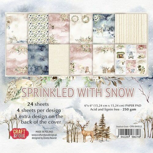 Craft&amp;You Sprinkled with Snow Small Paper Pad 6x6 24 vel CPB-SWS15