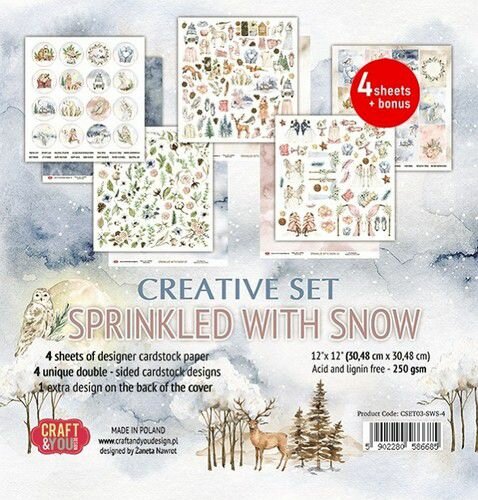 Craft&amp;You Sprinkled with Snow Creative Set (4) 12x12 4vel CSET03-SWS-4