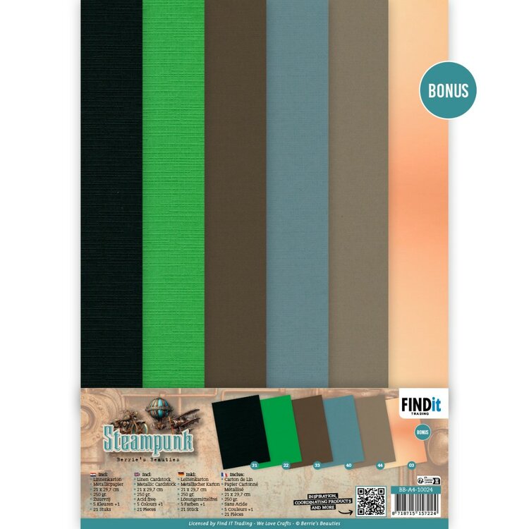 Linen Cardstock Pack - Berries Beauties - Steampunk - A4 BB-A4-10024