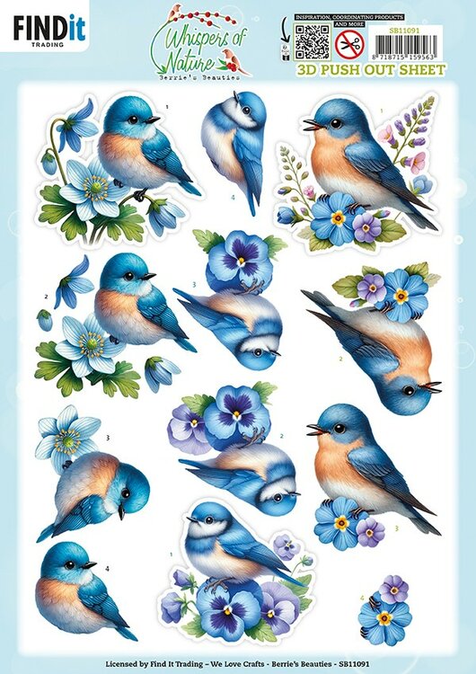 3D Pushout Sheet - Berries Beauties - Whispers of Nature - Blue SB11091
