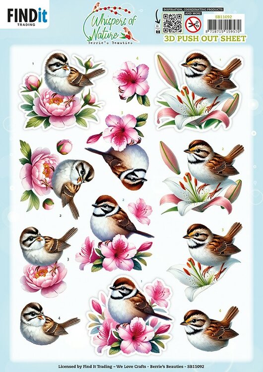 3D Pushout Sheet - Berries Beauties - Whispers of Nature - Brown SB11092