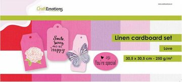 CraftEmotions linnenkartonset 12 vel - Love 30,5x30,5cm 250gr