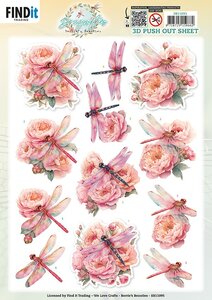3D Pushout Sheet - Berries Beauties - Dragonflies - Pink SB11095