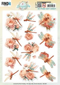 3D Pushout Sheet - Berries Beauties - Dragonflies - Blush SB11094