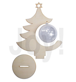 Joy crafts - Houten kerstboom met transparante bal 8 cm - 6320/0009