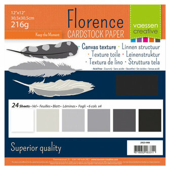 Vaessen Creative - Florence &bull; Cardstock multipack 30,5x30,5cm Zwart