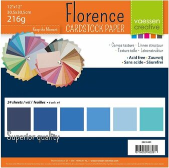 Vaessen Creative - Florence &bull; Cardstock multipack 30,5x30,5cm blauw