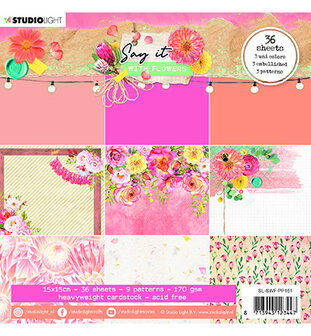 Studio Light Paper pad Pattern Paper Say it with flowers nr.161 SL-SWF-PP161 150x150mm