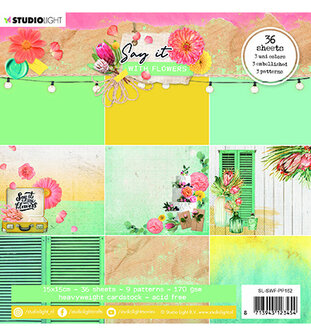 Studio Light Paper pad Pattern Paper Say it with flowers nr.162 SL-SWF-PP162 150x150mm