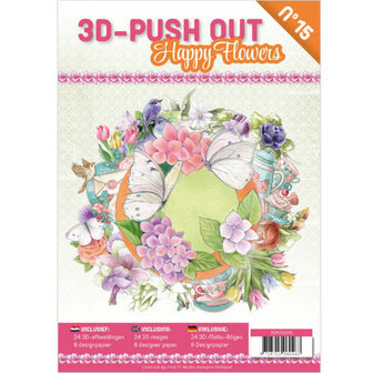 3D Push Out Book -  Happy Flowers  3DPO10015