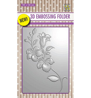 Nellies Choice 3D Emb. folder tak met bloemen EF3D005 105x148mm