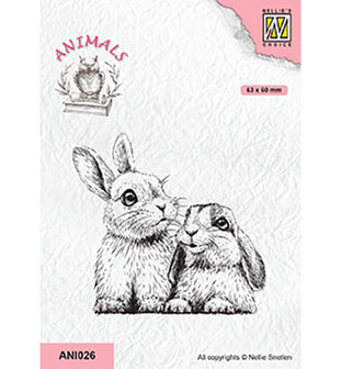 Nellies Choice Clearstempel - ANI026 - Animals two rabbits
