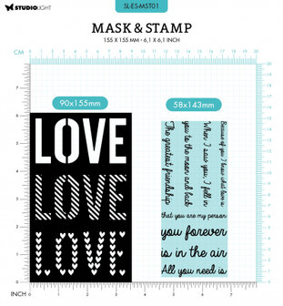Studio Light Mask &amp; Stamp Essentials nr.01 Love  SL-ES-MST03 155x155mm