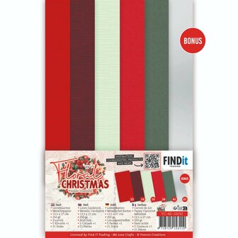 Linen Cardstock Pack - Yvonne Ceations - Floral Christmas- 4K YC-4K-10032