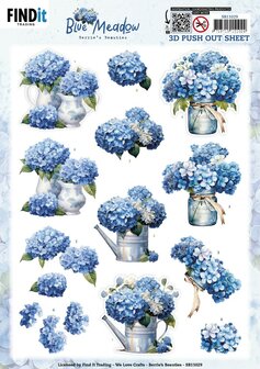 3D Pushout Sheet - Berries Beauties - Blue Meadow - Vase SB11029