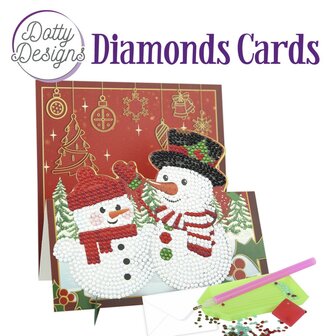 Dotty Designs Diamond Easel Card 143 - Two Snowmen DDDC1143