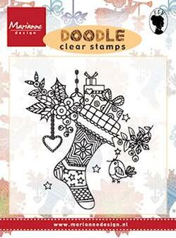 Marianne design, Clear Stamp  -  Doodle kerst sok