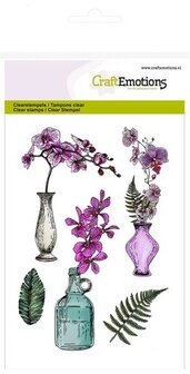 CraftEmotions clearstamps A6 - orchidee, vazen en fles