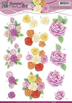 3D Knipvel - Jeanines Art - Roze rozen