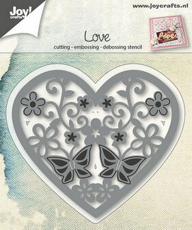 Joy! stencil hart met bloemen en vlinders  6002/0664