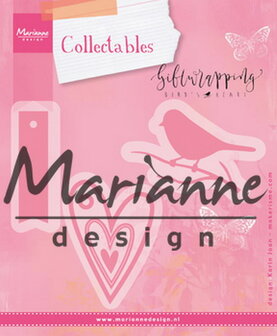 Marianne desgn, Collectables Giftwrapping - Karen&#039;s bird, hearts &amp; tag