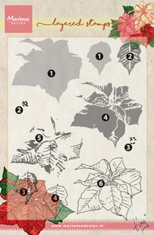 Marianne design, Clear Stamp Tiny&#039;s poinsettia  (layering)