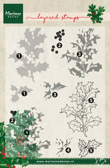 Marianne design, Clear Stamp Tiny&#039;s holly  (layering)