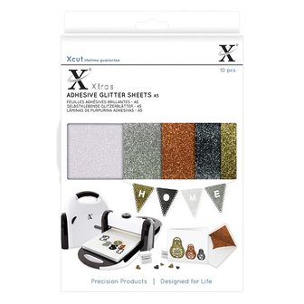 Docrafts - Xcut Xtras&#039; A5 Adhesive Glitter Sheets (10pcs) Metallics