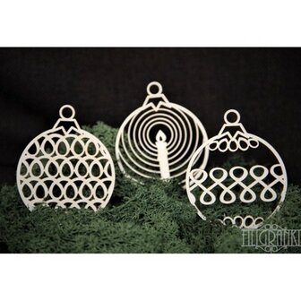 Filigranki Laser Cut Chipboards CHRISTMAS LACE BALLS set 3 pcs