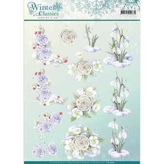 3D Knipvel - Jeanine&#039;s Art - winter classics- Snow flowers cd10969