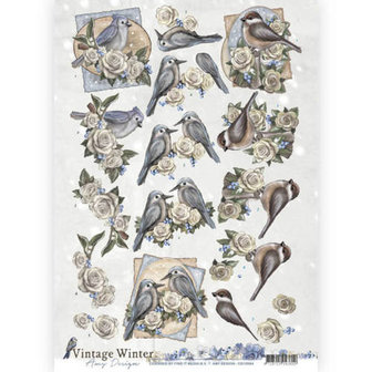 3D knipvel - Amy Design - Vintage winter - Winterbirds  cd10984