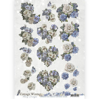 3D knipvel - Amy Design - Vintage winter - Winter Flowers cd10985