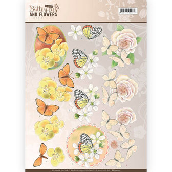 3D Knipvel - Jeanine&#039;s Art - Classic Butterflies and Flowers - Yellow Flowers cd11001