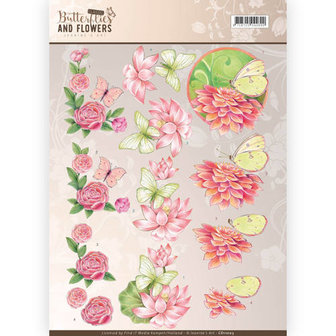3D Knipvel - Jeanine&#039;s Art - Classic Butterflies and Flowers - Pink Flowers cd11003