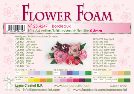LCR25.4247 Flower foam sheets a4 bordeaux