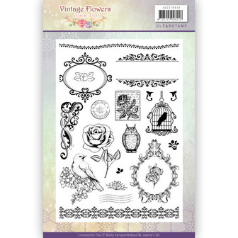 Clearstamp - Jeanine&#039;s Art - Vintage Flowers  JACS10013