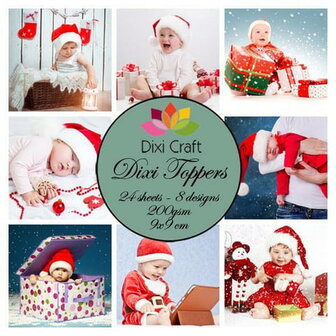 Mini toppers set 9x9 cm kerst baby