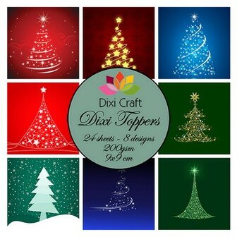 Mini toppers set 9x9 cm kerstbomen