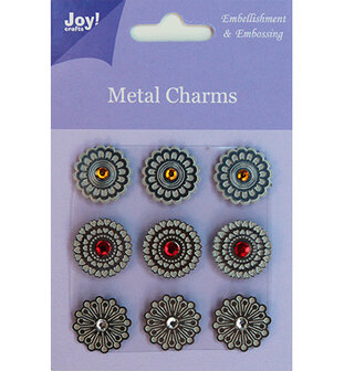 Joy! crafts - Metal Charms - Rond met strass steentjes - 6350/0103