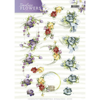 3D Knipvel - Precious Marieke - Timeless Flowers - Violets CD11083