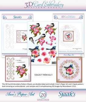 &nbsp; 10x 3D Card Embroidery Pattern Sheets with Ann &amp; Sjaak &nbsp;3DCE13020