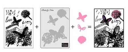 Butterfly notes stamping, embossing &amp; die cut set 