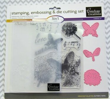 Butterfly notes stamping, embossing &amp; die cut set 