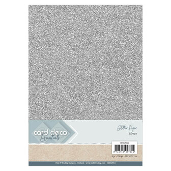 Card Deco Essentials Glitter Paper Silver CDEGP014
