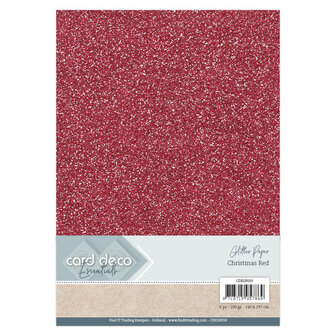 Card Deco Essentials Glitter Paper Christmas Red CDEGP019