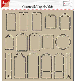 Joy craft- Polybesa Scrap stencil - Noor - Tags and Labels 6002/0881