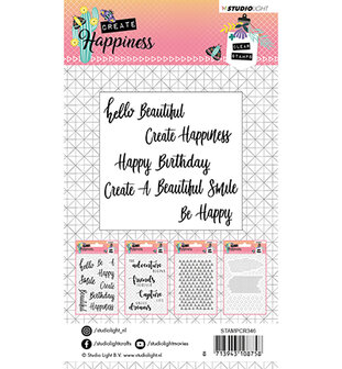 Studio Light Clear Stempel, A6, STAMPCR346 - Stamp Create Happiness nr.346