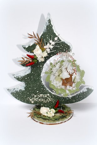 Joy crafts - Houten kerstboom met transparante bal 8 cm - 6320/0009