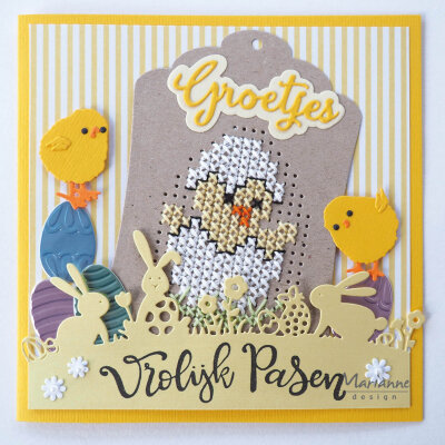 Marianne desgn - CR1497 - Craftables stencil - Cross stitch Easter egg 